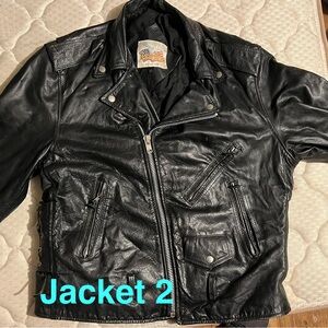 Black Leather Motorcycle Jacket with Asymmetrical Zipper
